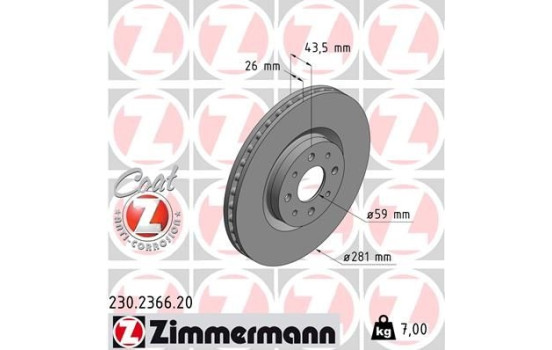 Bromsskiva COAT Z 230.2366.20 Zimmermann