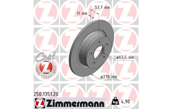 Bromsskiva COAT Z 250.1351.20 Zimmermann