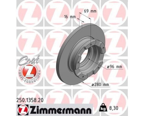 Bromsskiva COAT Z 250.1358.20 Zimmermann