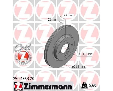 Bromsskiva COAT Z 250.1363.20 Zimmermann