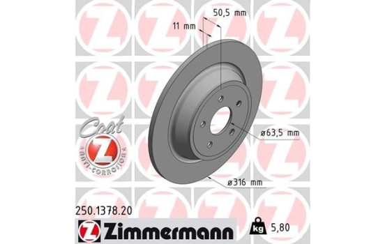 Bromsskiva COAT Z 250.1378.20 Zimmermann
