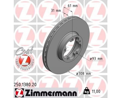 Bromsskiva COAT Z 250.1380.20 Zimmermann