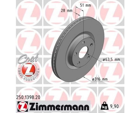 Bromsskiva COAT Z 250.1398.20 Zimmermann