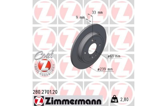 Bromsskiva COAT Z 280.2701.20 Zimmermann