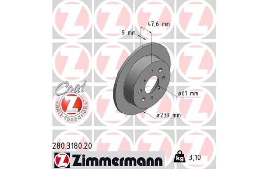 Bromsskiva COAT Z 280.3180.20 Zimmermann
