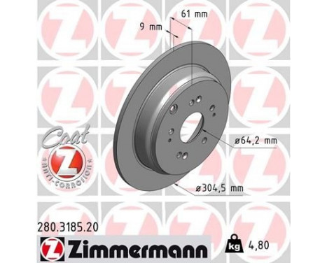 Bromsskiva COAT Z 280.3185.20 Zimmermann