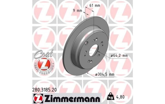 Bromsskiva COAT Z 280.3185.20 Zimmermann