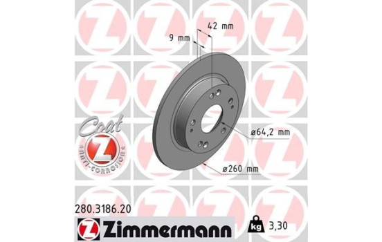 Bromsskiva COAT Z 280.3186.20 Zimmermann