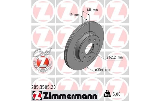 Bromsskiva COAT Z 285.3505.20 Zimmermann