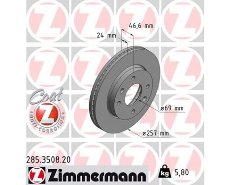 Bromsskiva COAT Z 285.3508.20 Zimmermann