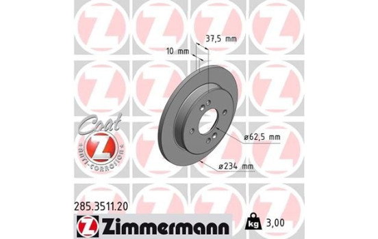 Bromsskiva COAT Z 285.3511.20 Zimmermann