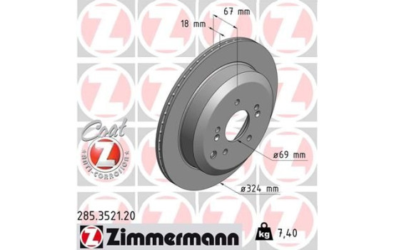 Bromsskiva COAT Z 285.3521.20 Zimmermann