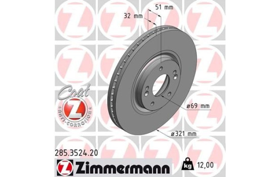 Bromsskiva COAT Z 285.3524.20 Zimmermann