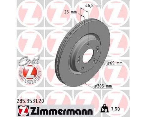 Bromsskiva COAT Z 285.3531.20 Zimmermann