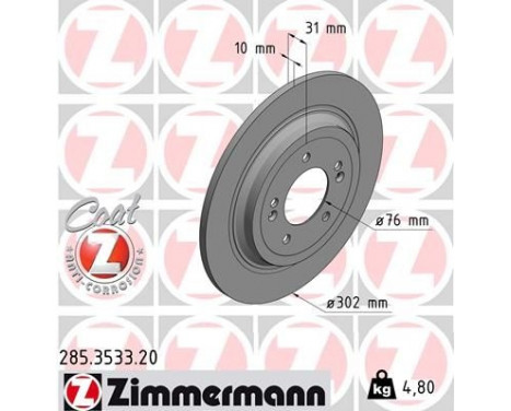 Bromsskiva COAT Z 285.3533.20 Zimmermann