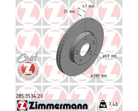 Bromsskiva COAT Z 285.3534.20 Zimmermann