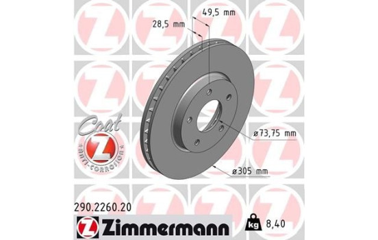 Bromsskiva COAT Z 290.2260.20 Zimmermann