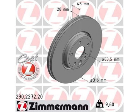 Bromsskiva COAT Z 290.2272.20 Zimmermann