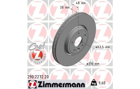 Bromsskiva COAT Z 290.2272.20 Zimmermann