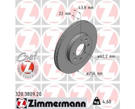 Bromsskiva COAT Z 320.3809.20 Zimmermann