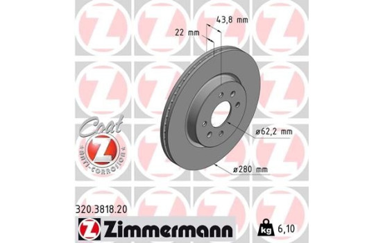 Bromsskiva COAT Z 320.3818.20 Zimmermann