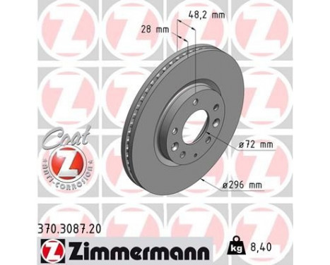 Bromsskiva COAT Z 370.3087.20 Zimmermann