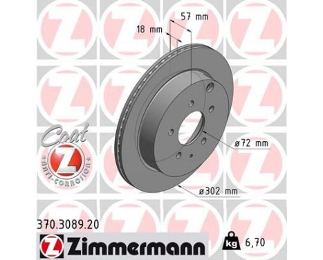 Bromsskiva COAT Z 370.3089.20 Zimmermann