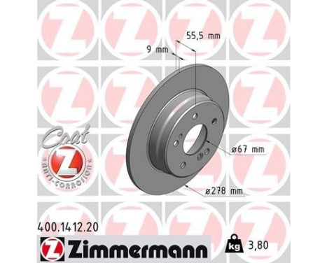 Bromsskiva COAT Z 400.1412.20 Zimmermann