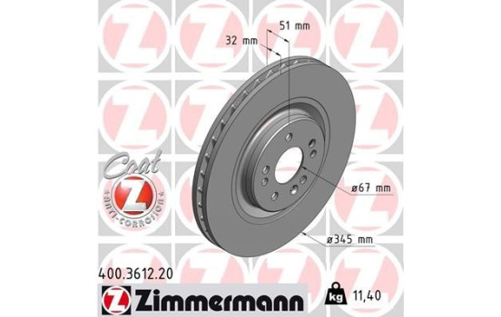 Bromsskiva COAT Z 400.3612.20 Zimmermann