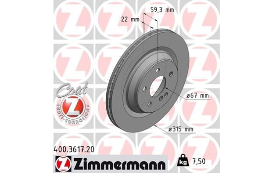 Bromsskiva COAT Z 400.3617.20 Zimmermann