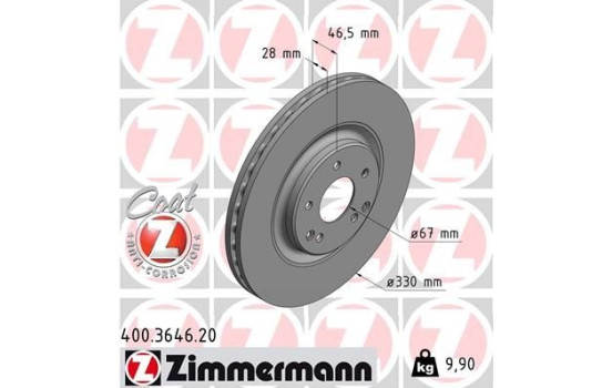 Bromsskiva COAT Z 400.3646.20 Zimmermann