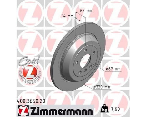 Bromsskiva COAT Z 400.3650.20 Zimmermann