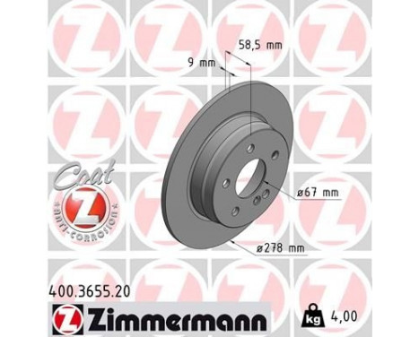 Bromsskiva COAT Z 400.3655.20 Zimmermann