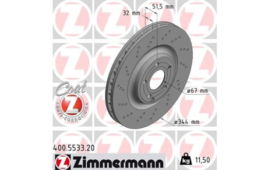 Bromsskiva COAT Z 400.5533.20 Zimmermann