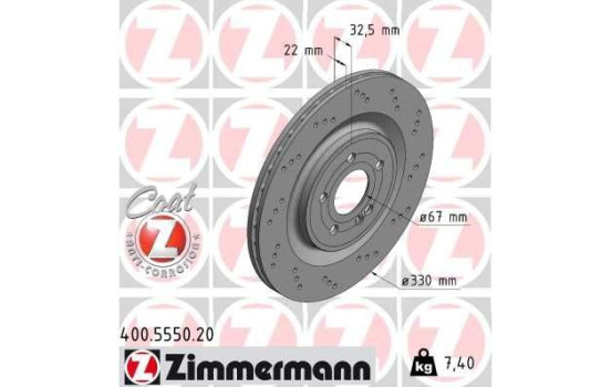 Bromsskiva COAT Z 400.5550.20 Zimmermann