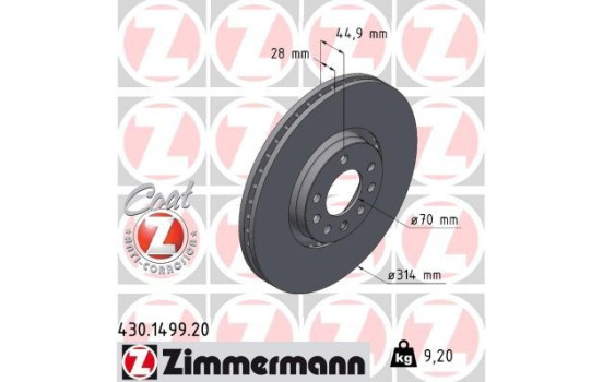 Bromsskiva COAT Z 430.1499.20 Zimmermann