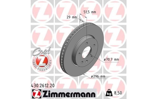 Bromsskiva COAT Z 430.2612.20 Zimmermann