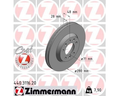 Bromsskiva COAT Z 440.3116.20 Zimmermann