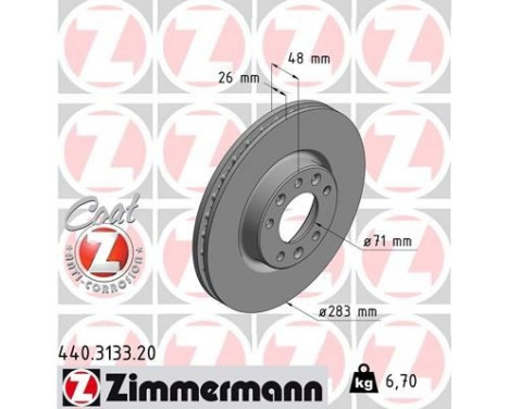 Bromsskiva COAT Z 440.3133.20 Zimmermann