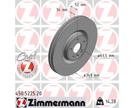 Bromsskiva COAT Z 450.5225.20 Zimmermann