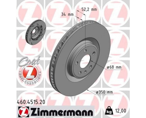 Bromsskiva COAT Z 460.4515.20 Zimmermann