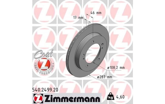 Bromsskiva COAT Z 540.2499.20 Zimmermann