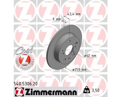 Bromsskiva COAT Z 540.5306.20 Zimmermann