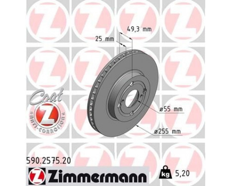 Bromsskiva COAT Z 590.2575.20 Zimmermann