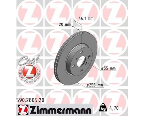 Bromsskiva COAT Z 590.2805.20 Zimmermann