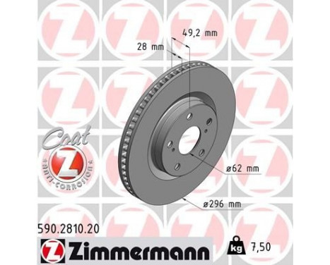 Bromsskiva COAT Z 590.2810.20 Zimmermann