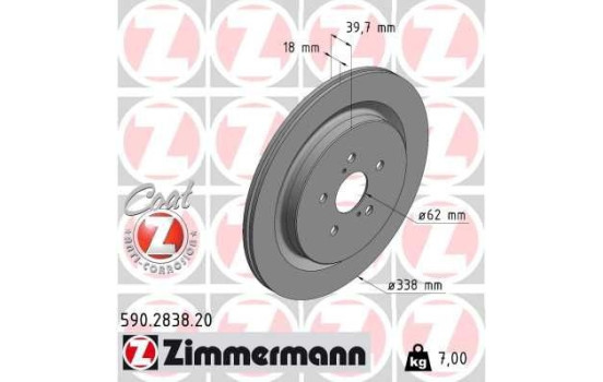 Bromsskiva COAT Z 590.2838.20 Zimmermann