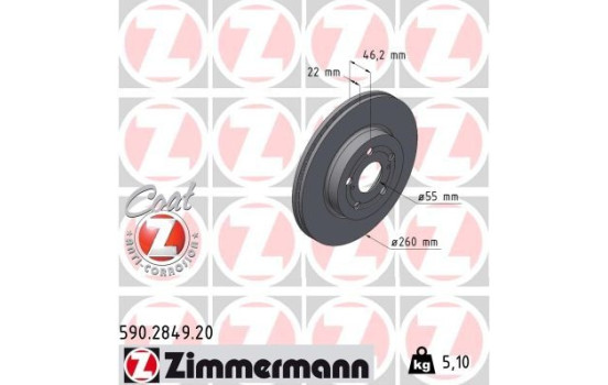 Bromsskiva COAT Z 590.2849.20 Zimmermann