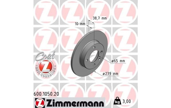 Bromsskiva COAT Z 600.1050.20 Zimmermann