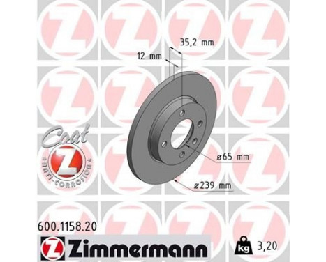 Bromsskiva COAT Z 600.1158.20 Zimmermann